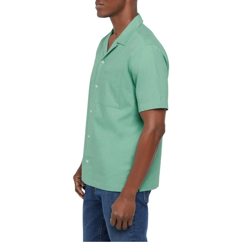 GAP | Men's Green Linen Blend Short Sleeve Button Down Resort Shirt Size XXL NWT
